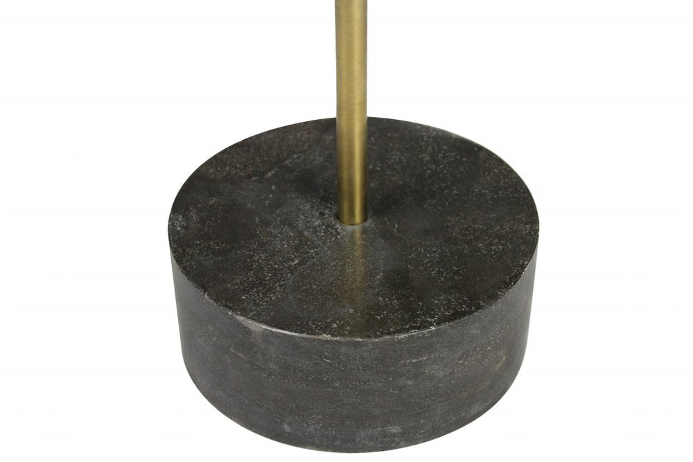 Black and Brown Solid Wood and Marble Round End Table - 20-inch