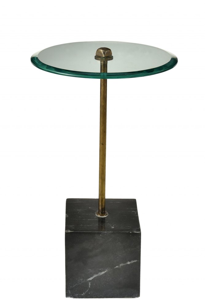 Black and Clear Glass Round End Table - 22-inch
