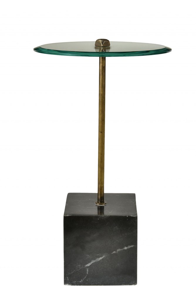 Black and Clear Glass Round End Table - 22-inch