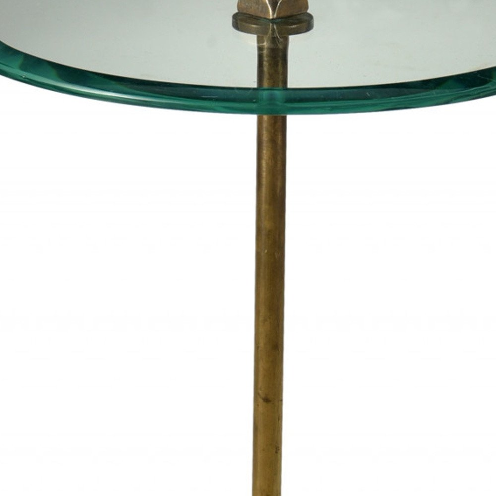 Black and Clear Glass Round End Table - 22-inch