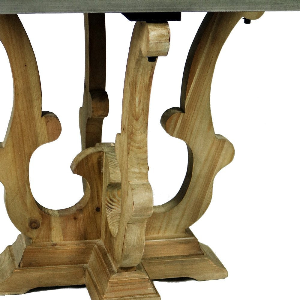 Natural Brown and Gray Metal and Solid Wood Square End Table - 24-inch