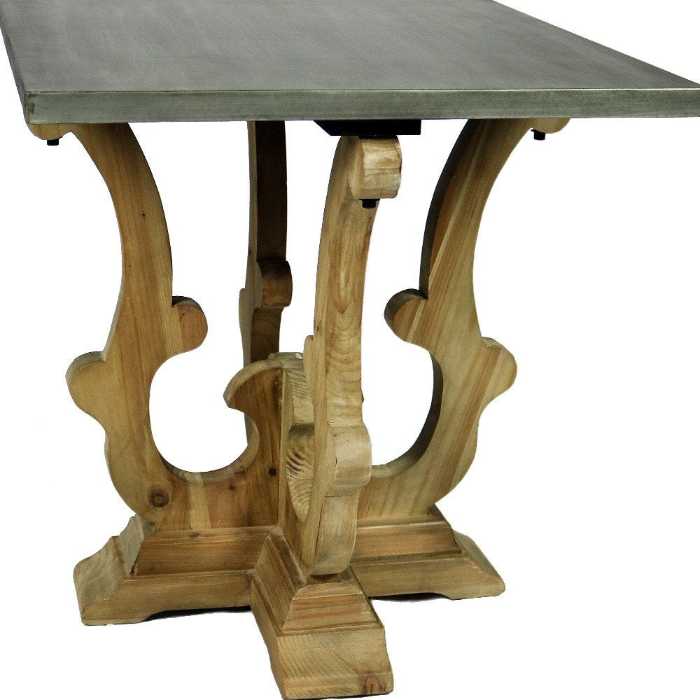 Natural Brown and Gray Metal and Solid Wood Square End Table - 24-inch