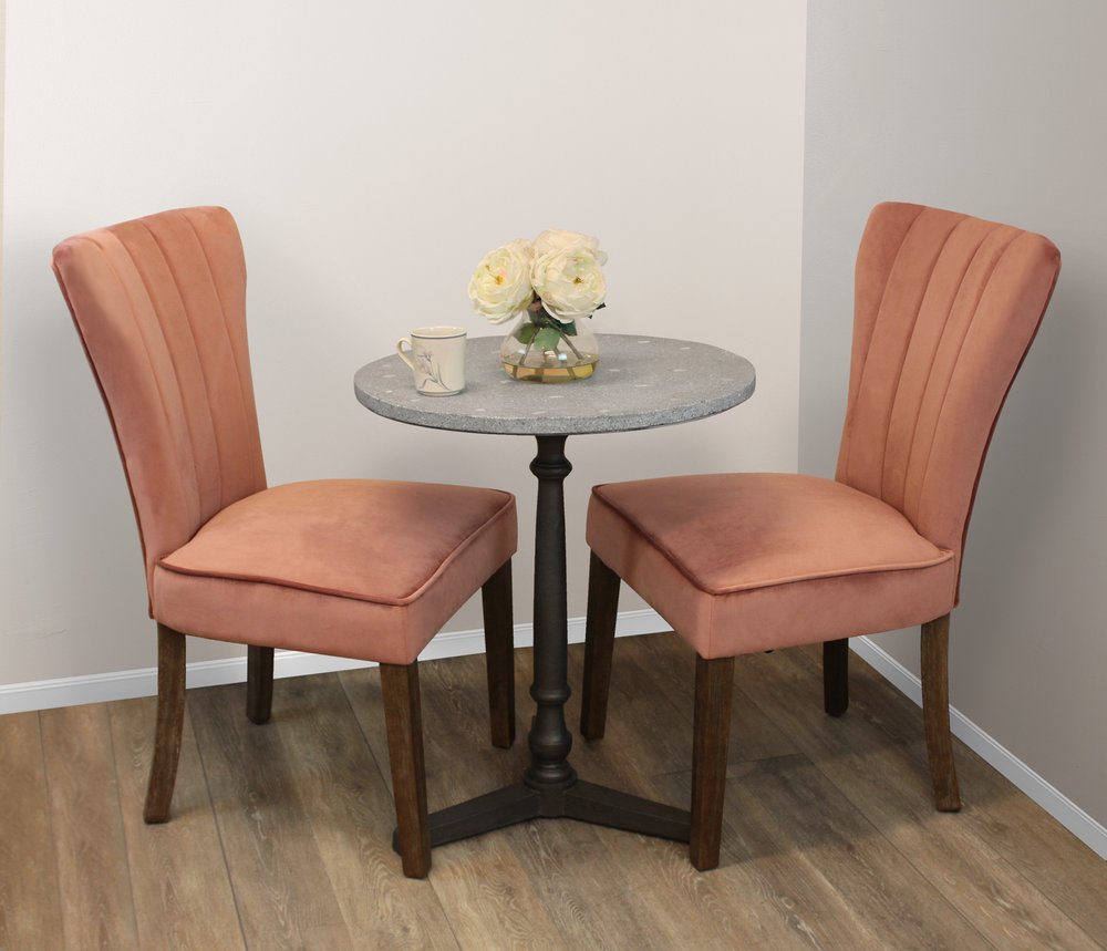 Gray and Black Stone and Iron Round Dining Table - 24-inch