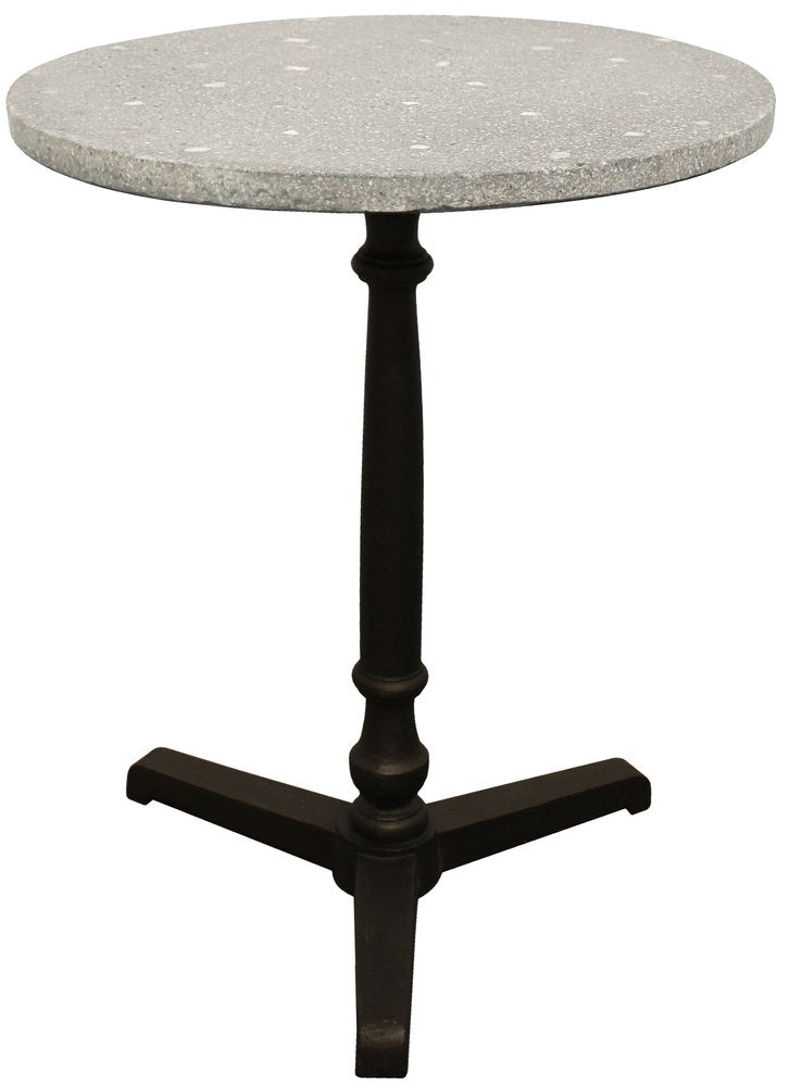 Gray and Black Stone and Iron Round Dining Table - 24-inch