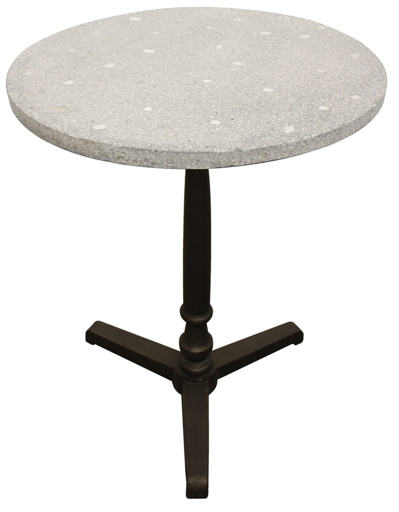 Gray and Black Stone and Iron Round Dining Table - 24-inch