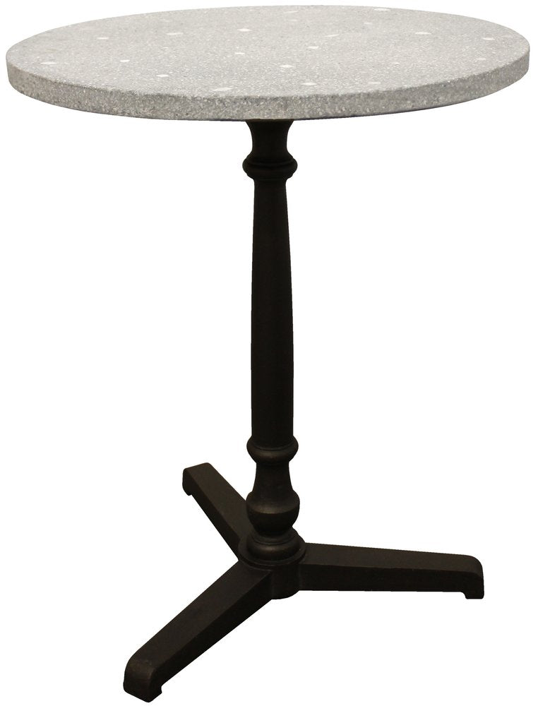 Gray and Black Stone and Iron Round Dining Table - 24-inch