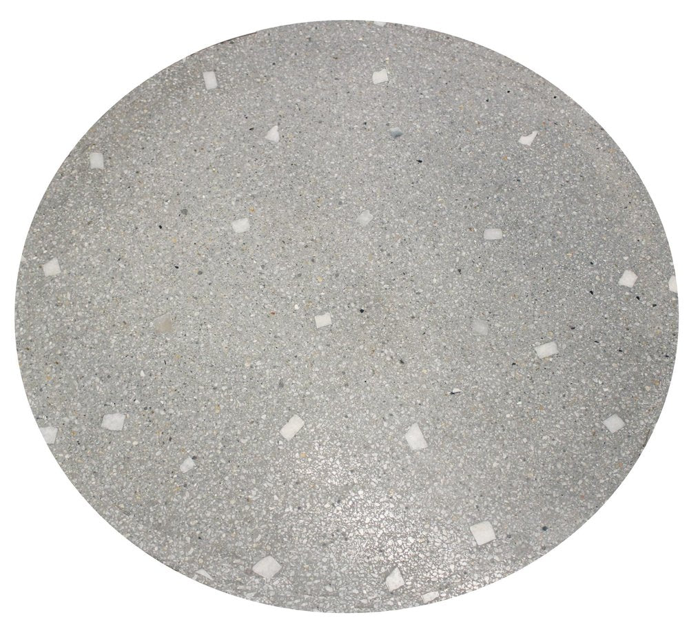 Gray and Black Stone and Iron Round Dining Table - 24-inch