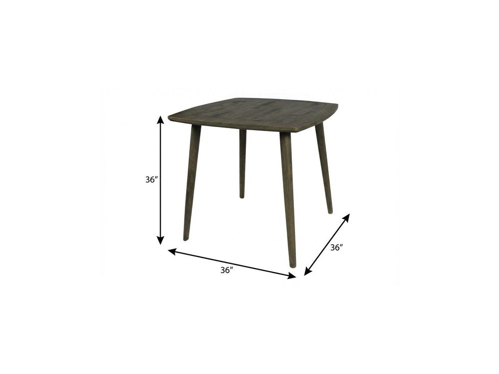 Brown Square Solid Wood and Metal Dining Table - 36-inch
