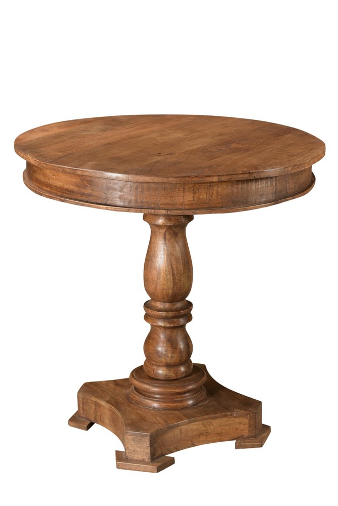 Wood Brown Rounded Solid Wood Pedestal Base Dining Table - 30-inch