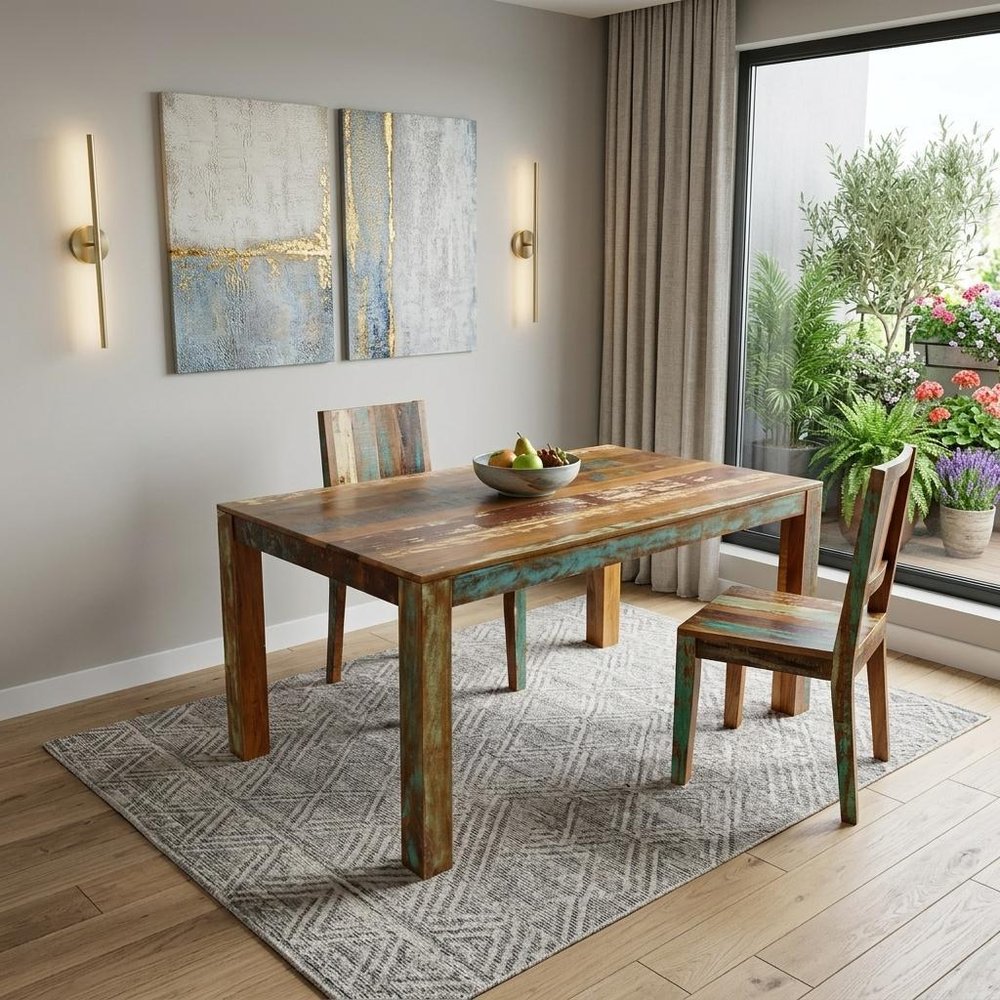 Brown Solid Wood Dining Table - 72-inch