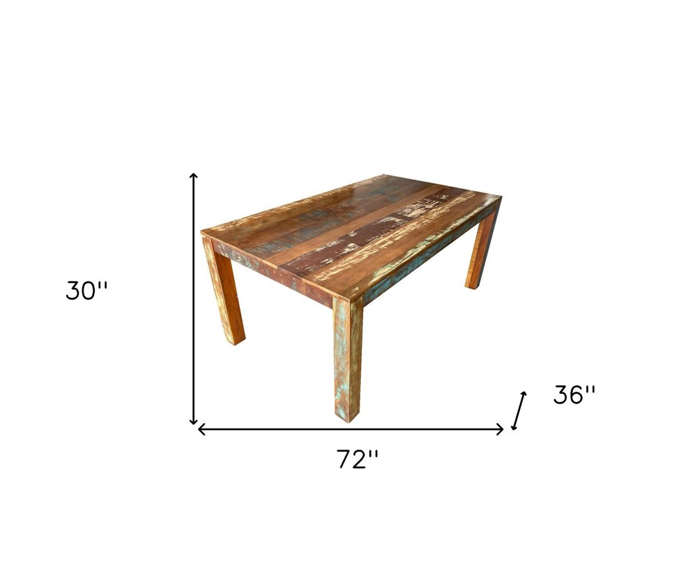 Brown Solid Wood Dining Table - 72-inch