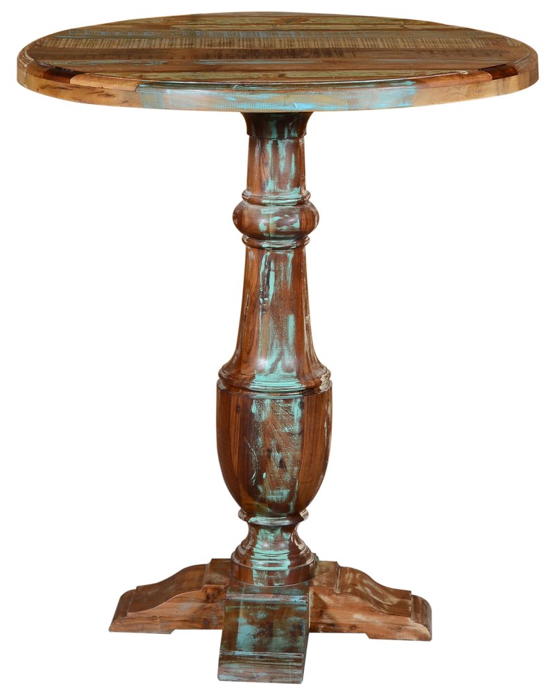 Brown Rounded Solid Wood Pedestal Base Dining Table - 36-inch