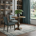 Brown Rounded Solid Wood Pedestal Base Dining Table - 36-inch