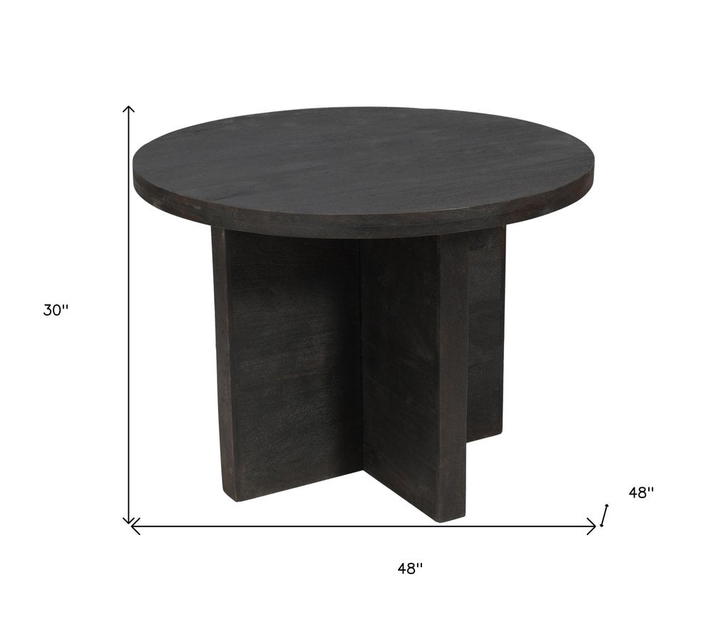 Deep Taupe Rounded Solid Wood Pedestal Base Dining Table - 48-inch