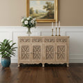 Light Brown Solid Wood Four Drawer Buffet Table with Four Doors - 66-inch