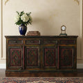 Dark Brown and Green Solid Wood Four Drawer Sideboard with Four Doors - 72-inch