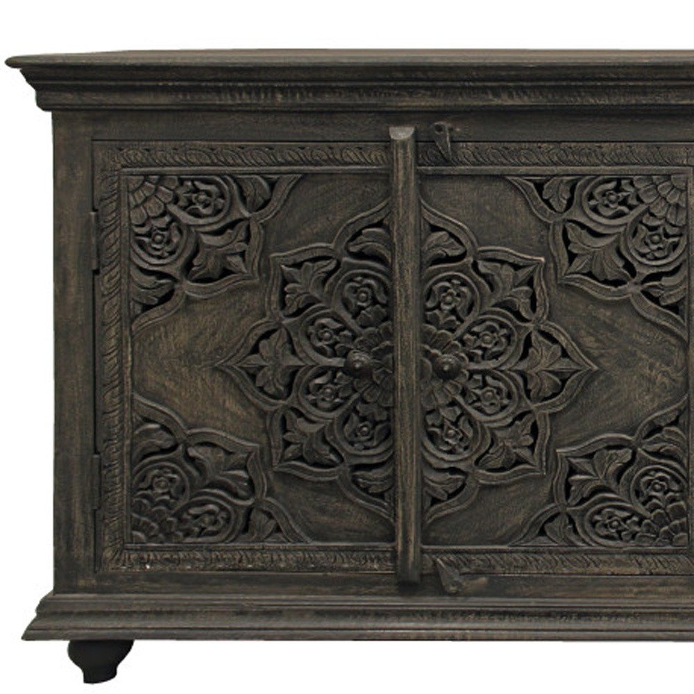 Distressed Gray Solid Wood Sideboard with Four Doors - 71-inch