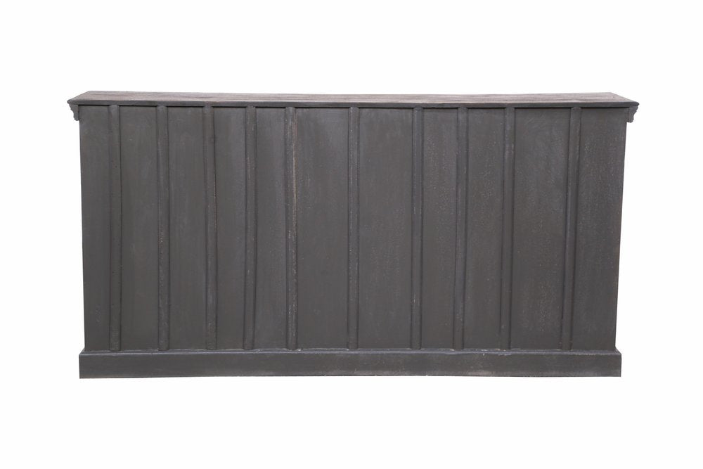 Gray Distressed Solid Wood Carved Floral Sideboard with Four Doors - 71-inch