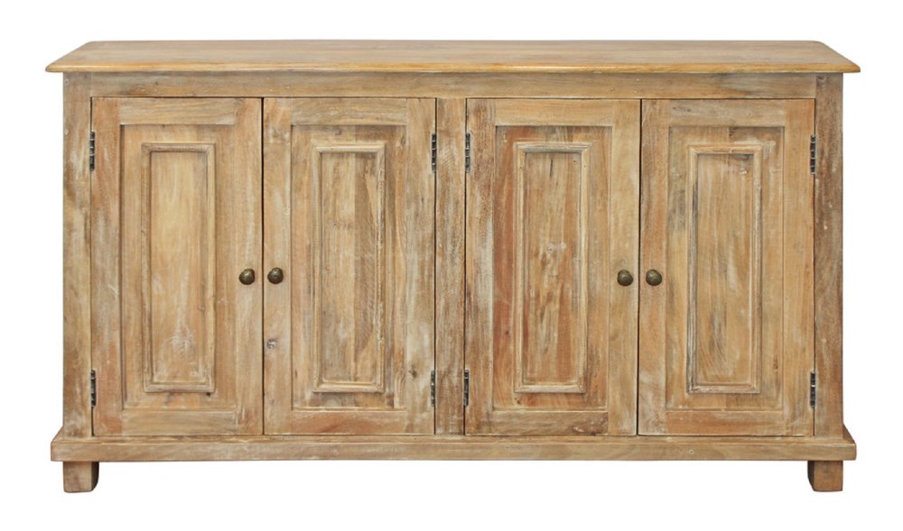 Natural Distressed Solid Wood Sideboard with Four Doors - 60-inch