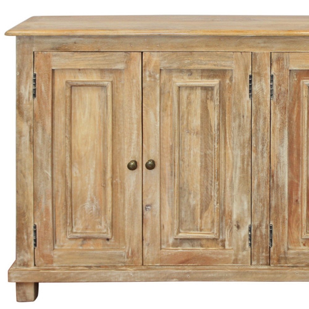Natural Distressed Solid Wood Sideboard with Four Doors - 60-inch