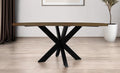 Gray Beige and Black Solid Wood and Iron Round Dining Table - 72-inch