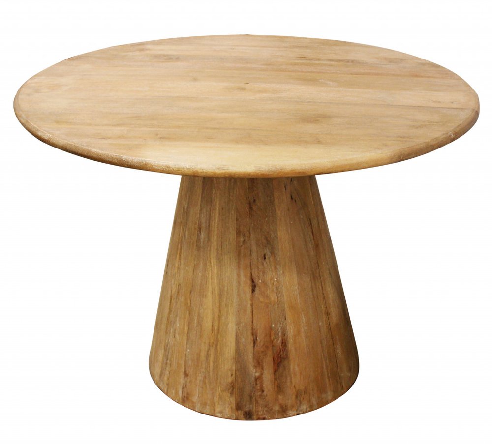 Natural Solid Wood Pedestal Base Round Top Dining Table - 42-inch