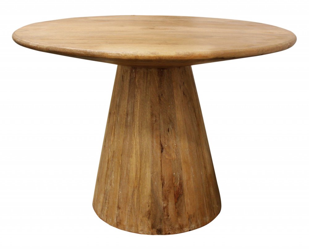 Natural Solid Wood Pedestal Base Round Top Dining Table - 42-inch