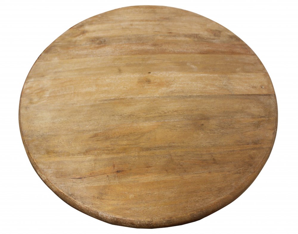 Natural Solid Wood Pedestal Base Round Top Dining Table - 42-inch
