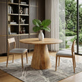 Natural Solid Wood Pedestal Base Round Top Dining Table - 42-inch