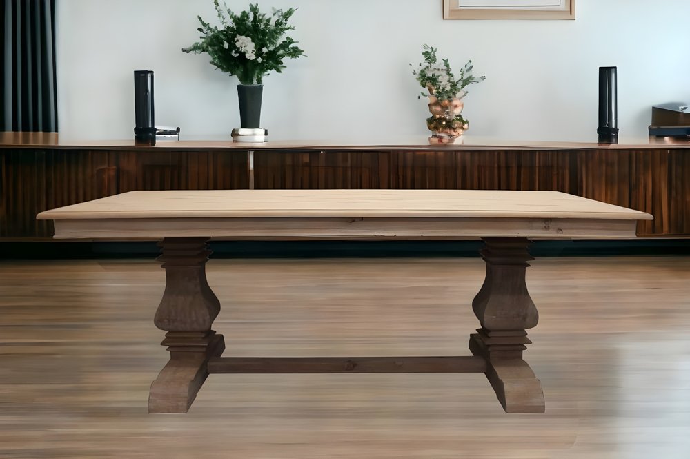 Gray Solid Wood Dining Table - 84-inch