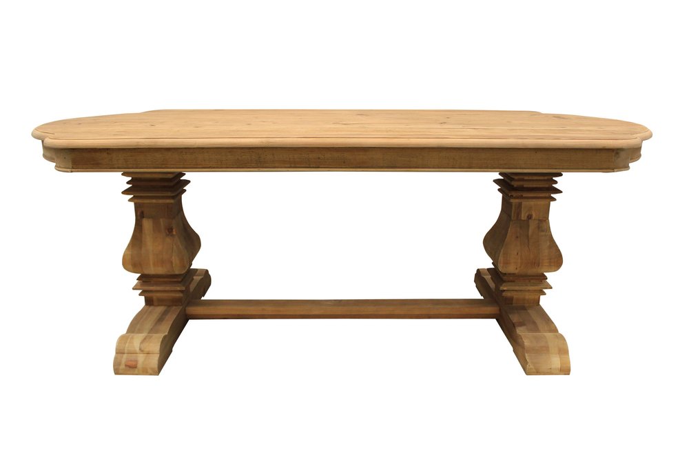 Natural Solid Wood Trestle Base Dining Table - 84-inch