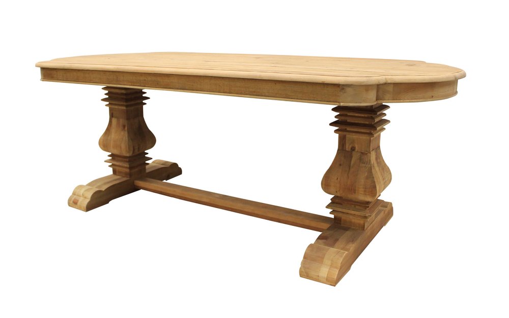 Natural Solid Wood Trestle Base Dining Table - 84-inch