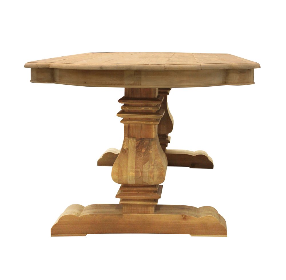 Natural Solid Wood Trestle Base Dining Table - 84-inch