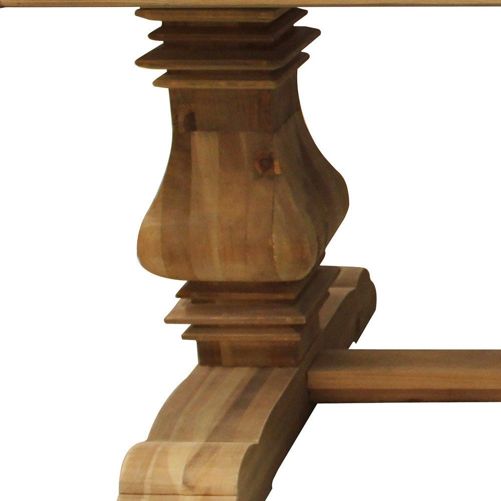 Natural Solid Wood Trestle Base Dining Table - 84-inch
