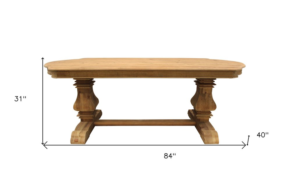 Natural Solid Wood Trestle Base Dining Table - 84-inch