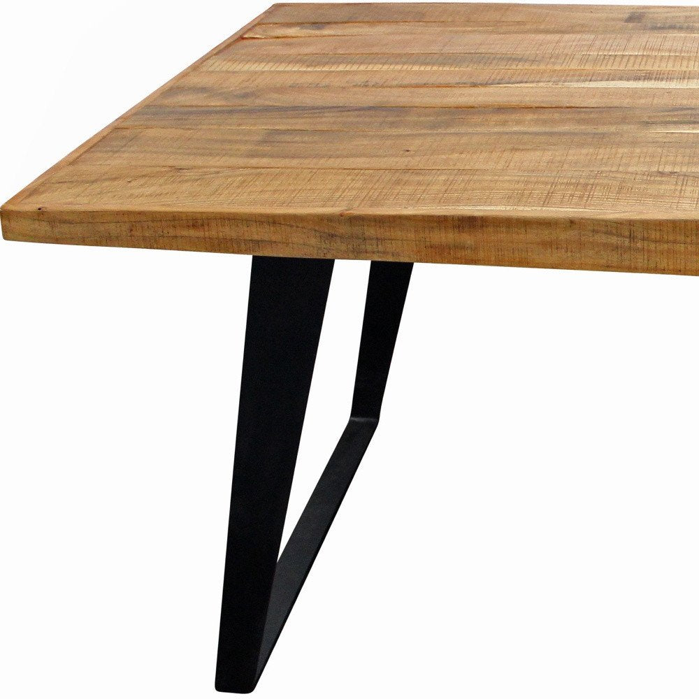 Natural and Black Solid Wood and Iron Sled Base Dining Table - 63-inch