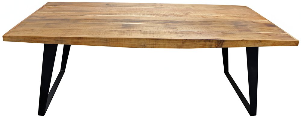Natural and Black Solid Wood and Iron Sled Base Dining Table - 63-inch
