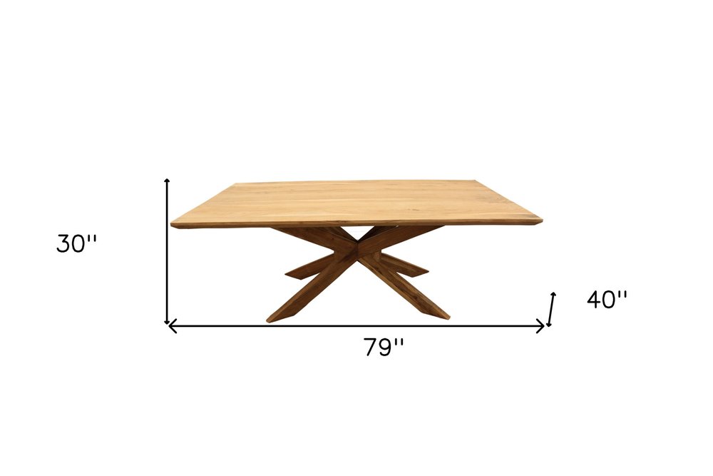 Natural Solid Wood Pedestal Base Dining Table - 79-inch