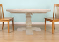Natural Rounded Solid Wood Pedestal Base Dining Table - 58-inch