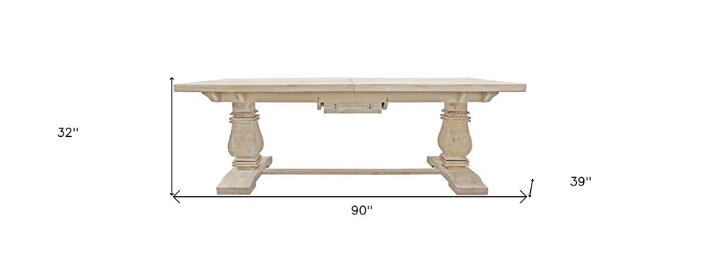 Light Brown Rectangular Solid Wood Butterfly Leaf Dining Table - 90-inch