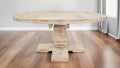 Brown Rounded Solid Wood Pedestal Base Dining Table - 70-inch