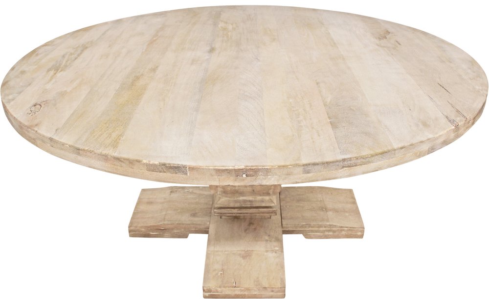 Brown Rounded Solid Wood Pedestal Base Dining Table - 70-inch