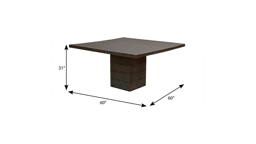 Brown Square Solid Wood Dining Table - 60-inch