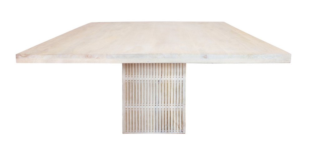 Ivory Square Solid Wood Pedestal Base Dining Table - 60-inch