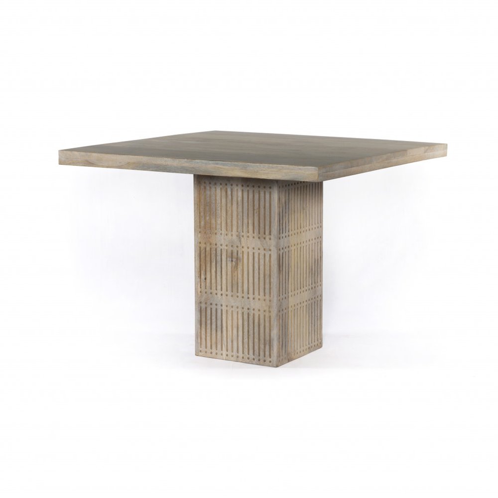 Natural Square Solid Wood Pedestal Base Dining Table - 42-inch