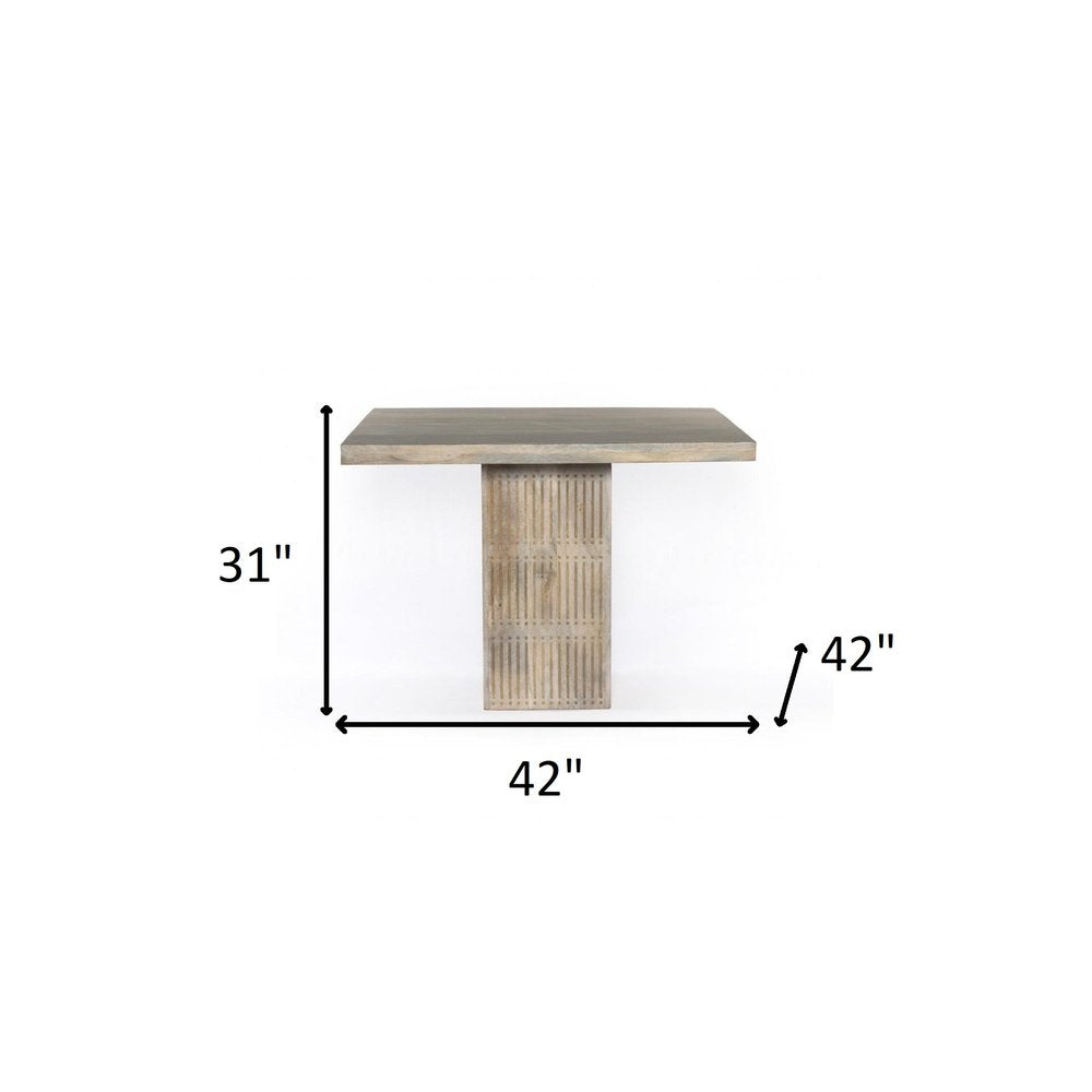 Natural Square Solid Wood Pedestal Base Dining Table - 42-inch