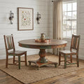 Brown Rounded Solid Wood Pedestal Base Dining Table - 60-inch