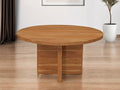 Natural Rounded Solid Wood Pedestal Base Dining Table - 60-inch