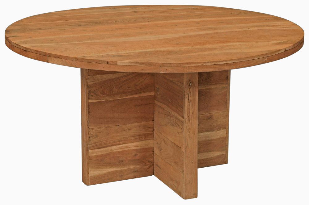 Natural Rounded Solid Wood Pedestal Base Dining Table - 60-inch