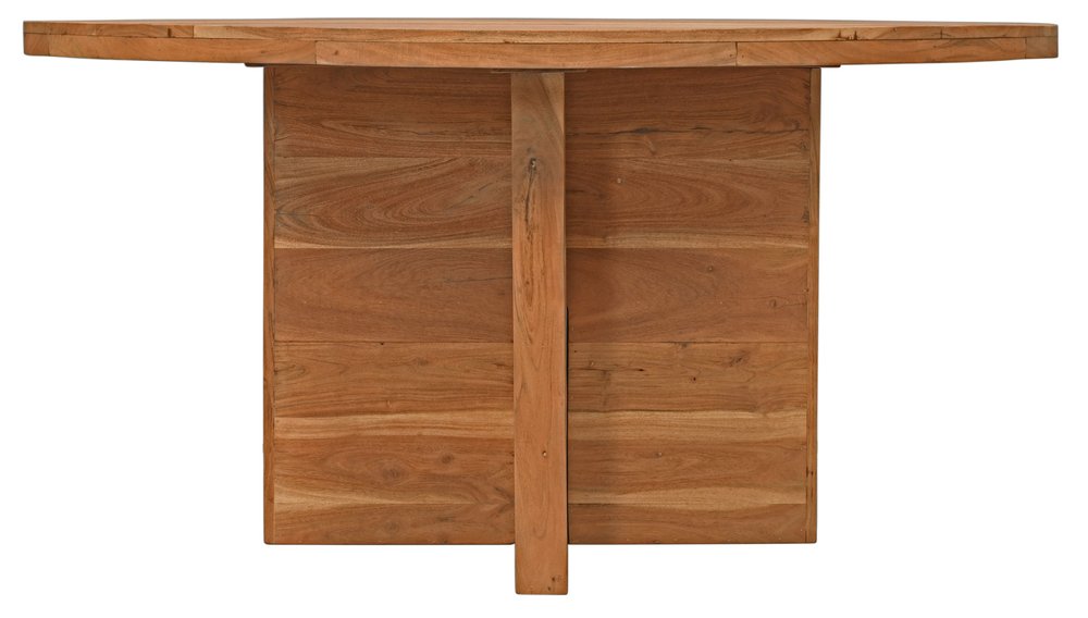 Natural Rounded Solid Wood Pedestal Base Dining Table - 60-inch